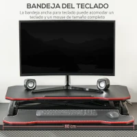 Vinsetto Convertidor de Escritorio de Pie con Altura Ajustable de 11-50,5 cm Bandeja para Teclado Desmontable y Plataforma de 80x40 cm Estación de Trabajo 80x40x50,5 cm Negro(m-6)