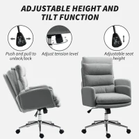 HOMCOM 91-99cm Sherpa Fleece Office Chair - Grey(m-5)