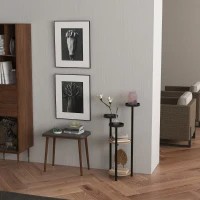 Outsunny Étagère à plantes en bois métal ronde support fleurs 5 niveaux pour extérieur intérieur, dim. 28L x 28l x 87H cm(m-7)