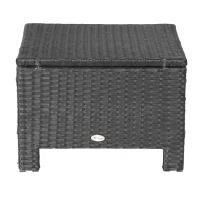 Outsunny Poly Rattan Hocker mit Kissen Gartenhocker Sitzhocker Fußhocker Rattanhocker Balkon Sitzhocker Gartenmöbel Schwarz+Cremeweiß 50 x 50 x 35 cm(m-9)