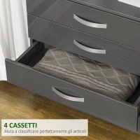 HOMCOM Cassettiera da 4 Cassetti con Maniglie di Metallo, in Truciolato, 75x36x72 cm, Grigio(m-5)