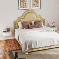 HOMCOM Juego de 2 Mesitas de Noche Colgantes Mesillas de Noche para Dormitorio con Cajón 43x36,5x30,5 cm Blanco(m-7)