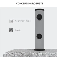 Outsunny Pied de parasol carré en granit - base de lestage poids net 28kg en métal avec 2 roulettes - dim. 41L x 41l x 37,5H cm(m-5)