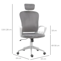 Vinsetto Office Chair, Ergonomic Desk Chair, High Back Velvet Fabric Computer Chair with Adjustable & Liftable Headrest for Home, Grey(m-3)