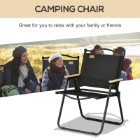 Outsunny Camping Chair for Adults, Lightweight Folding Chair, Portable Chair for Camping, Fishing, Beach and Outdoor Travel, Black(m-4)