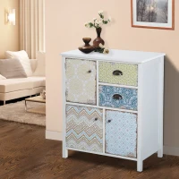 Commode style néo-rétro graphique 3 placards porte + 2 tiroirs blanc(m-2)