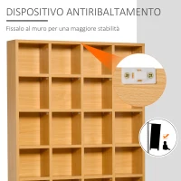 HOMCOM Mobile Porta CD con Ripiani Regolabili, Scaffale Porta 456CD/336DVD Salvaspazio in Legno, Mobile Portacd con 24 Scomparti, per Soggiorno, Camera da Letto, Ufficio, 89x20x130.5 cm, Color Faggio(m-6)