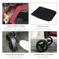 PawHut Hundebuggy Hundewagen Hundeanhänger Hundetasche Haustiere Oxford Groß Rot+Schwarz 98x82x110 cm(m-8)