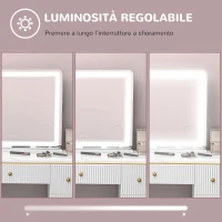 HOMCOM Specchio per Trucco con LED Regolabili, Ingranditore 10x, Presa USB e Comandi Touch, 80x62x14cm(m-6)