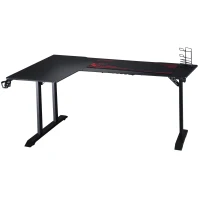HOMCOM Gaming Tisch Schreibtisch L-förmige mit Kopfhörerhaken Getränkehalterung Computertisch MDF Metall Schwarz+Rot 168 x 109 x 78 cm(m-10)