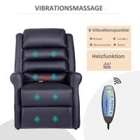 HOMCOM Massagesessel mit Aufstehhilfe, Relaxsessel mit Aufstehhilfe, inkl. Fernbedienung, Schwarz(m-6)
