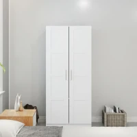 HOMCOM Double Paneled Door Wardrobe, with Shelves - White(m-7)