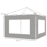 Outsunny Laterales para Carpa de Repuesto de Tela Oxford 2 Paneles de 295x195 cm con 1 Ventana para Carpas de 6x3 m 3x3 m Gris(m-3)