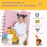 HOMCOM Kids Giraffe-Designed Riding Horse, with Wheels, for Ages 3-6 Years - Yellow and Orange(m-4)