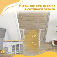 PawHut Haustiertor, 77 cm Treppengatter, verstellbare Breite 76-104 cm, mit Katzentür, für Treppen und Türöffnungen, Weiß(m-7)
