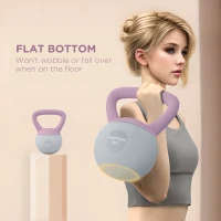 SPORTNOW 4KG Soft Kettlebell, Kettle Bell with Non-Slip Handle for Home Gym, Weight Lifting, Strength Training, Purple/Grey(m-6)