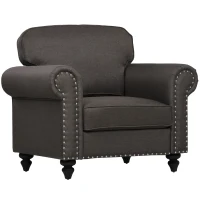 HOMCOM Mid-Century Armchair, with Pocket Springs - Dark Brown(m-10)