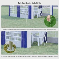 Outsunny Partyzelt, Bierzelt, abnehmbare Seitenwände, vier große Fenster, Stahl+Kunststoff, weiß+blau, 4 x 3 m(m-6)