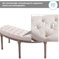 HOMCOM Polsterbank Sitzbank Lounge Sitzhocker Vintage Retro mit Knöpfen Sofa Couch Leinen + Holz beige 140,5 x 51 x 48 cm(m-5)