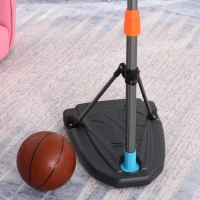 HOMCOM Kinder Basketballständer Basketballkorb einstellbare mit Ständer höhenverstellbar mit Ball & Pumpe Mehrfarbig 32 x 65 x 126-158 cm(m-9)