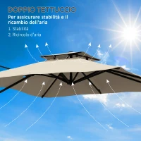 Outsunny Ombrellone a Braccio 3x3 m Inclinabile su 6 Posizioni, in Alluminio e Poliestere, Khaki(m-6)