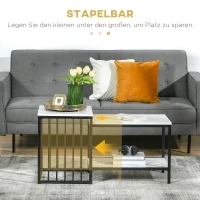 HOMCOM Satztisch-Set, pflegeleichte Oberflächen, Stahlgestell, Weiß/Schwarz(m-4)