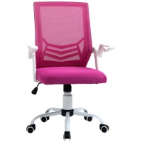 Vinsetto Sedia da Ufficio Ergonomica con Supporto Lombare, Braccioli Pieghevoli, Sedia da Scrivania Girevole in Rete Traspirante con Schienale Reclinabile e Altezza Regolabile, Capacità 120kg, Rosa(m-10)