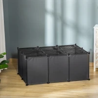 PawHut DIY Pet Playpen with Door Bottom 22 Panels Small Animal Cage for Guinea Pigs, Rabbit, Chinchilla, Grey(m-2)