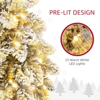 HOMCOM 1.5ft Mini Artificial Christmas Trees with Lights Set of 2, Snow Flocked Tabletop Christmas Trees with Base, Battery Operated, Desktop Party Decoration(m-5)