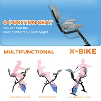 HOMCOM 2-in-1 Folding Exercise Bike with 8-Level Magnetic Resistance, Arm Resistance Band, Pulse Sensor, Blue(m-5)