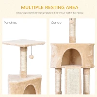 PawHut Corner Cat Tree for Indoor Cats, Kitten Tower with Scratching Post House Ladder Toy - Beige(m-4)