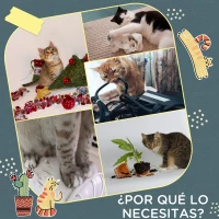 PawHut Árbol Rascador para Gatos 116 cm Tipo de Cohete Torre para Gatos con Postes Cama Cueva Juguete Estrella Ø44x116 cm Azul(m-7)