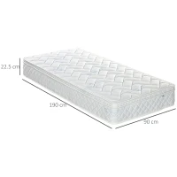 HOMCOM Single Mattress, Pocket Sprung Mattress in a Box with Breathable Foam and Individually Wrapped Spring, 190cmx90cmx22.5cm, White(m-3)