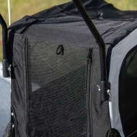 PawHut Remorque vélo jogger 2 en 1 pour animaux de compagnie drapeau roue avant pivotante réflecteurs noir(m-9)