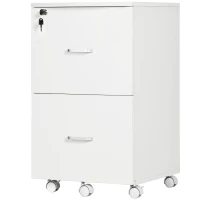 Vinsetto Caisson de bureau rangement sur roulettes dossier meuble armoire de bureau 2 tiroirs verrouillables en MDF panneaux de particules dim. 43L x 45l x 72H cm blanc(m-11)