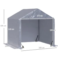 Outsunny Carpa para Bicicletas y Motos 2x2x2 m con 1 Puerta con Cremallera 1 Cubierta de PE Anti-UV y Marco de Acero Gris(m-3)