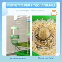 PawHut Gabbia Criceti a 5 Livelli con Tubi, Casetta, Serbatoio e Ruota, in Acciaio, PP e PS, 59x36x69 cm, Verde e Bianca(m-5)