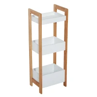 Homcom Etagère de Salle de Bain avec 3 Paniers Blanc 28 x 21 x 74 cm(m-10)