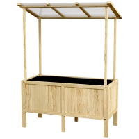 Outsunny Hochbeet mit Dach, Drainagelöcher, Vliesauskleidung, wetterfest, Tannenholz, 110x60x152 cm