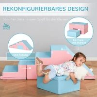 HOMCOM Kletter- und Rutschspielzeug für Kinder, fördert Motorik, Kunstleder, EPE-Schaum, 86x49x47 cm, Rosa+Blau(m-6)