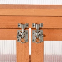 Outsunny Mini Serre de Jardin 3 Niveaux dim. 58L x 44l x 78H cm Double Porte Toit ouvrant Bois Sapin lasuré Polycarbonate(m-7)