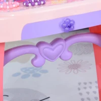 HOMCOM Kids Pretend Vanity Table Stool Beauty Pretend Princess Dressing Table Play Set with Mirror Lights Music & Makeup Accessories for Girls 3 Years Old Pink(m-9)