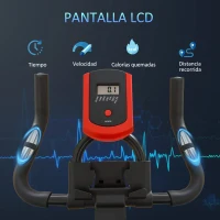 HOMCOM Bicicleta Estática Ciclo Indoor con Pantalla LCD Pulsómetro Sillín y Manillar Ajustables en Altura Volante de Inercia de 6 kg y Resistencia Regulable 85x46x114 cm Negro y Rojo(m-4)