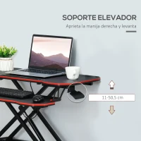 Vinsetto Convertidor de Escritorio de Pie con Altura Ajustable de 11-50,5 cm Bandeja para Teclado Desmontable y Plataforma de 80x40 cm Estación de Trabajo 80x40x50,5 cm Negro(m-4)