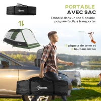 Outsunny Tente de camping familiale 3-4 pers. - tente tunnel avec porche étanche 3000 mm légère ventilée facile à monter(m-7)