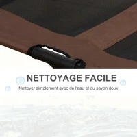 PawHut Lit sur pieds lit pour chien chat lit de camp lit surélevé animaux grand confort tissu Oxford textilène micro-perforé métal 92L x 76l x 18H cm café(m-5)