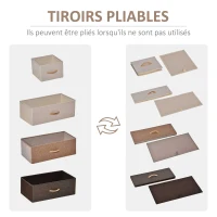 HOMCOM Commode Meuble de Rangement 5 tiroirs Pliables en Tissu 58 x 29 x 99 cm Multicolore(m-4)