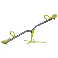 HOMCOM Altalena Basculante Girevole 360° per Bambini 3-7 anni da Giardino in Metallo, Sali e Scendi, Carico Massimo 35kg, 180x65x53 cm, Verde(m-10)