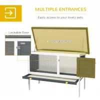 PawHut Wooden Rabbit Hutch Guinea Pig Hutch Bunny Cage Small Animal Habitat Openable Asphalt Roof for Outdoor Use 90 x 45 x 65 cm(m-5)