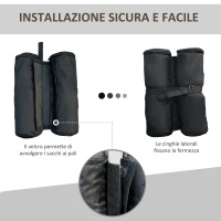Outsunny Set 4 Pesi per Gazebo in Tessuto Impermeabile da Riempire con 15kg di Sabbia o Ghiaia - Nero(m-5)